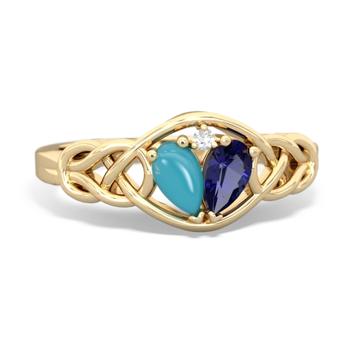 turquoise-lab sapphire celtic knot ring