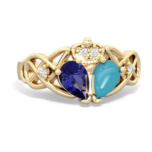 turquoise-lab sapphire claddagh ring
