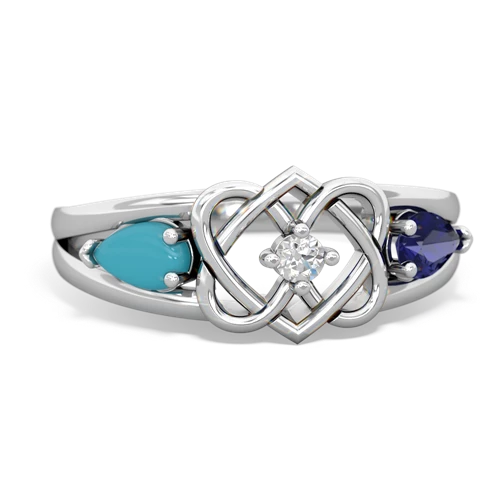 turquoise-lab sapphire double heart ring