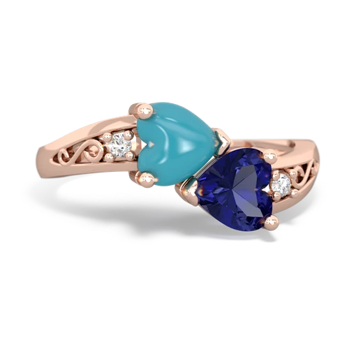 turquoise-lab sapphire filligree ring