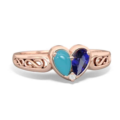 turquoise-lab sapphire filligree ring