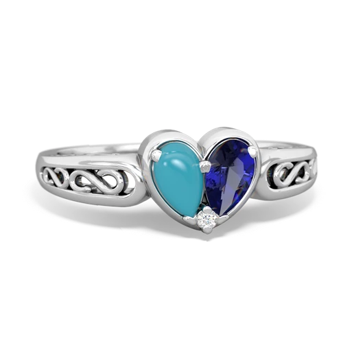 turquoise-lab sapphire filligree ring