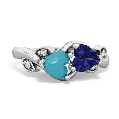 turquoise-lab sapphire floral keepsake ring