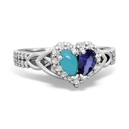 turquoise-lab sapphire keepsake engagement ring