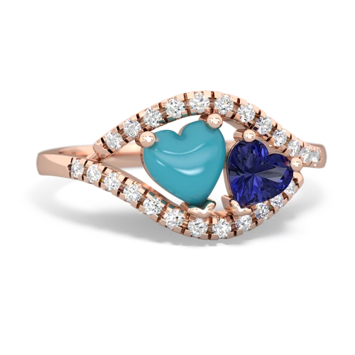 turquoise-lab sapphire mother child ring