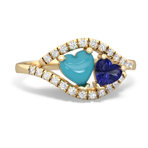 turquoise-lab sapphire mother child ring