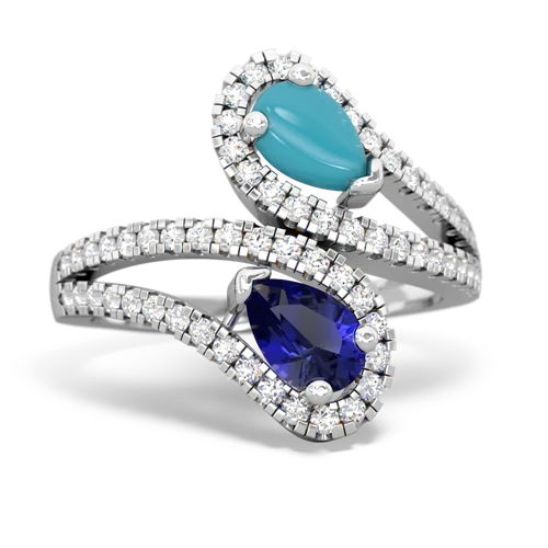 turquoise-lab sapphire pave swirls ring