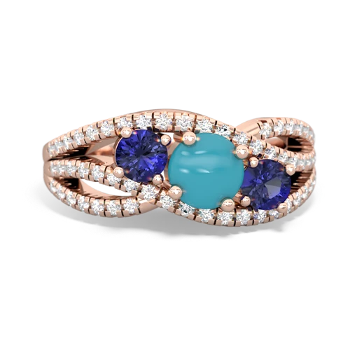 turquoise-lab sapphire three stone pave ring