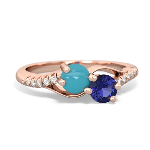 turquoise-lab sapphire two stone infinity ring