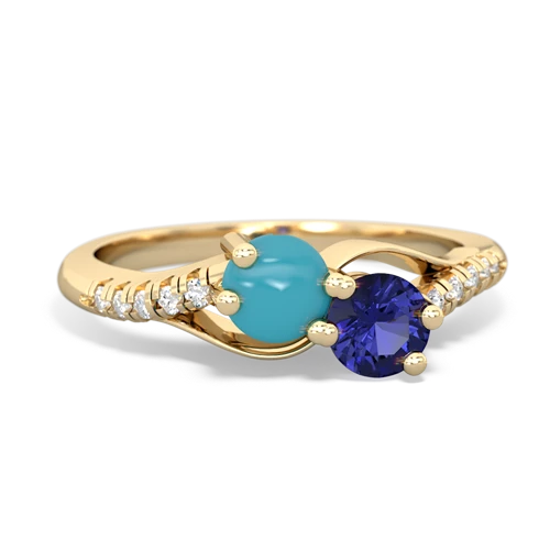 turquoise-lab sapphire two stone infinity ring
