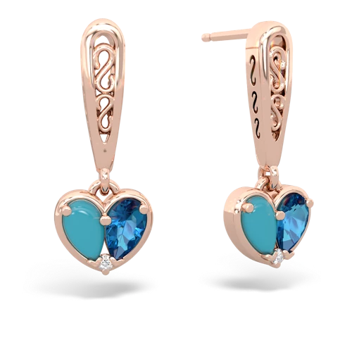 turquoise-london topaz filligree earrings