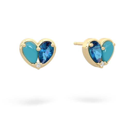 turquoise-london topaz one heart earrings