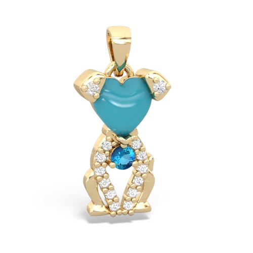 turquoise-london topaz birthstone puppy pendant