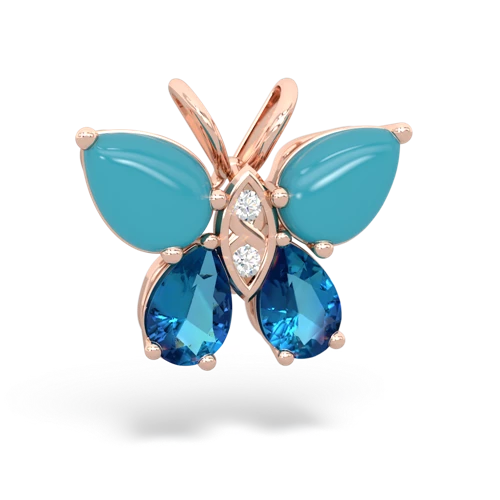 turquoise-london topaz butterfly pendant