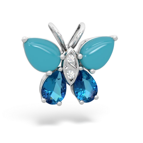 turquoise-london topaz butterfly pendant
