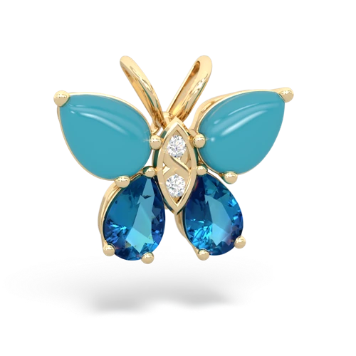 turquoise-london topaz butterfly pendant