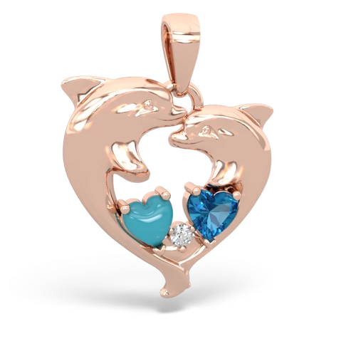 turquoise-london topaz dolphins pendant