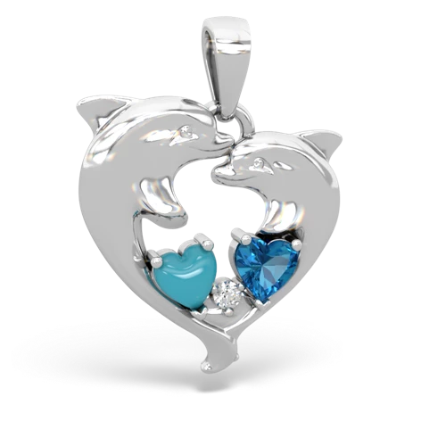 turquoise-london topaz dolphins pendant