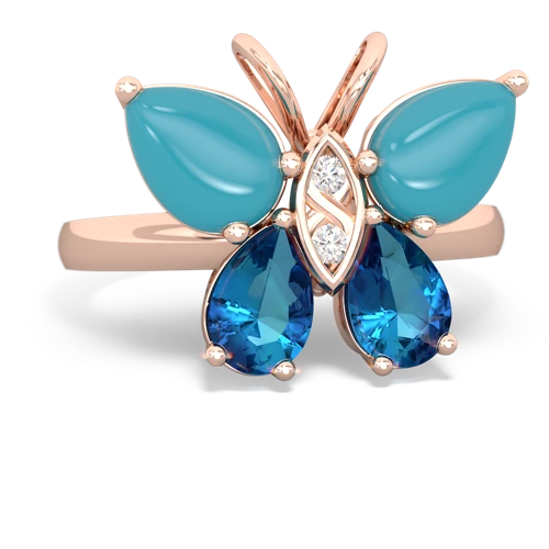 turquoise-london topaz butterfly ring