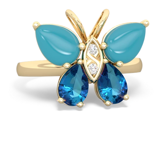 turquoise-london topaz butterfly ring