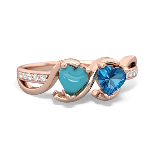 turquoise-london topaz double heart ring