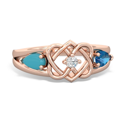 turquoise-london topaz double heart ring