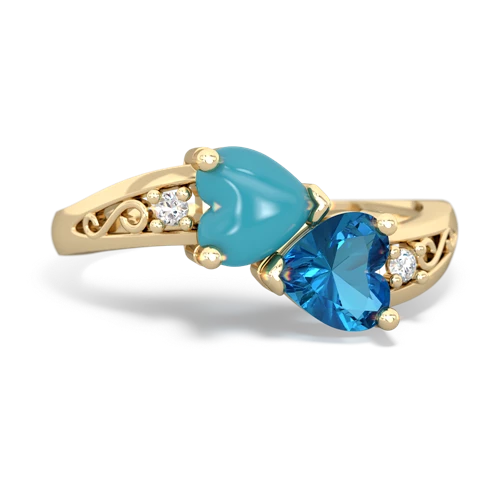 turquoise-london topaz filligree ring