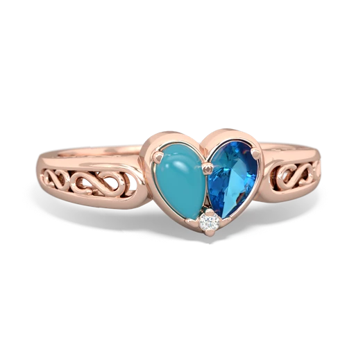 turquoise-london topaz filligree ring