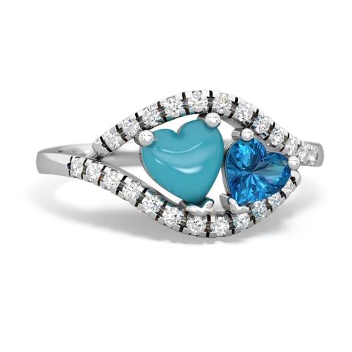 turquoise-london topaz mother child ring