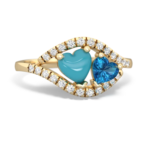 turquoise-london topaz mother child ring