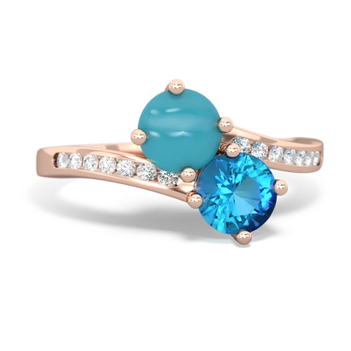 turquoise-london topaz two stone channel ring