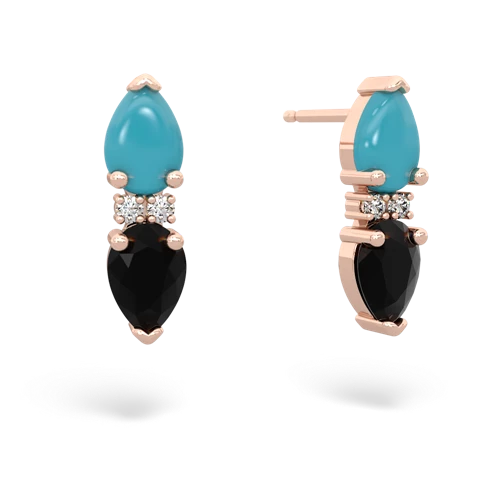 turquoise-onyx bowtie earrings