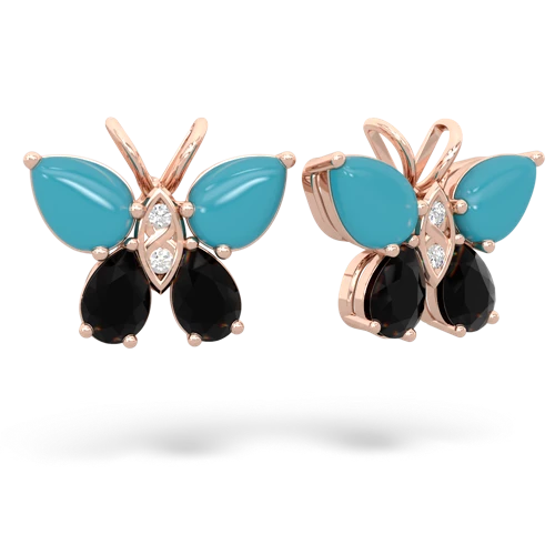 turquoise-onyx butterfly earrings