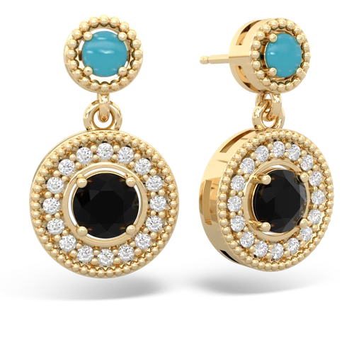 turquoise-onyx halo earrings