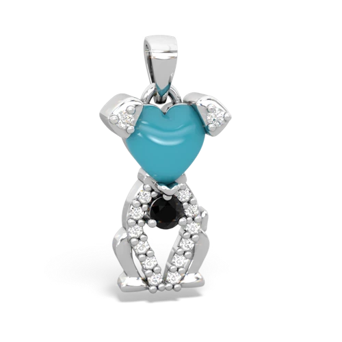 turquoise-onyx birthstone puppy pendant