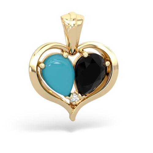 turquoise-onyx half heart whole pendant