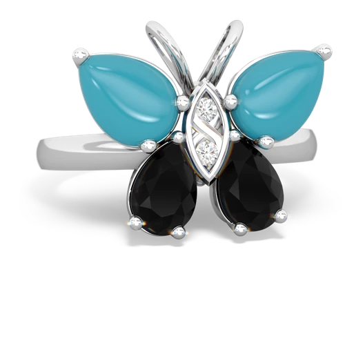 turquoise-onyx butterfly ring