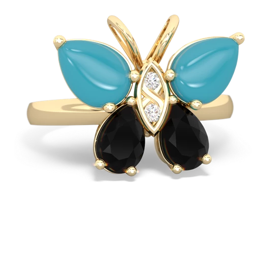 turquoise-onyx butterfly ring