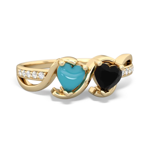 turquoise-onyx double heart ring