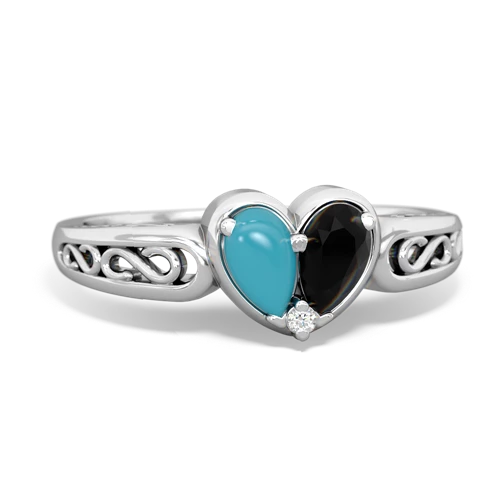 turquoise-onyx filligree ring