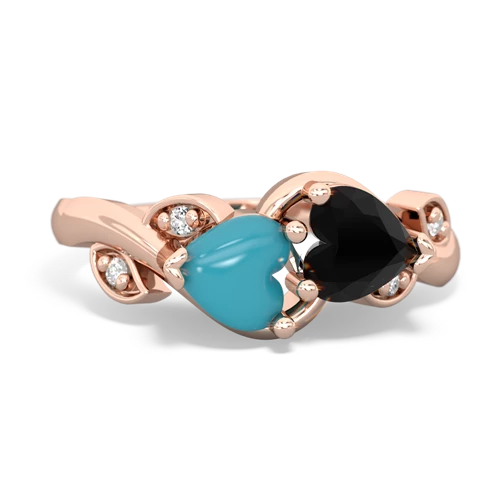 turquoise-onyx floral keepsake ring