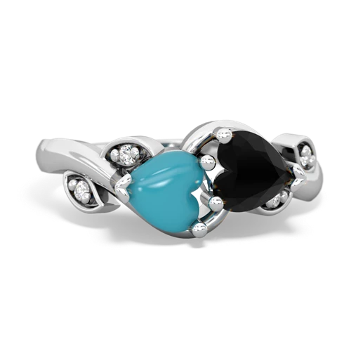 turquoise-onyx floral keepsake ring