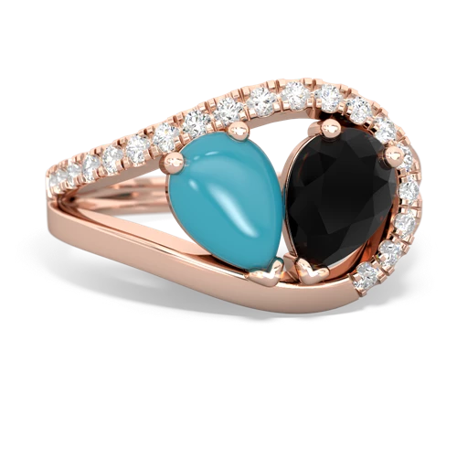 turquoise-onyx pave heart ring