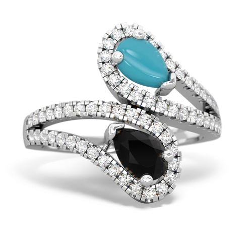 turquoise-onyx pave swirls ring