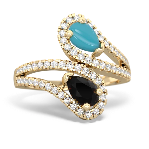 turquoise-onyx pave swirls ring