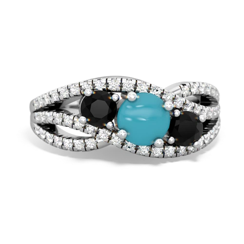 turquoise-onyx three stone pave ring