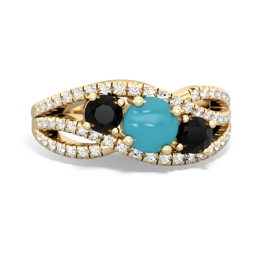 turquoise-onyx three stone pave ring