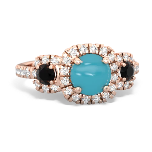 turquoise-onyx three stone regal ring