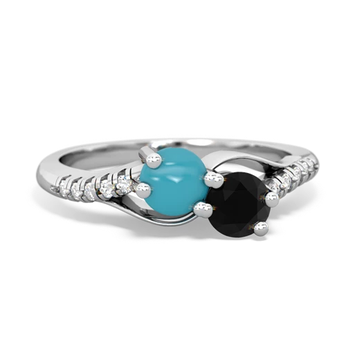 turquoise-onyx two stone infinity ring