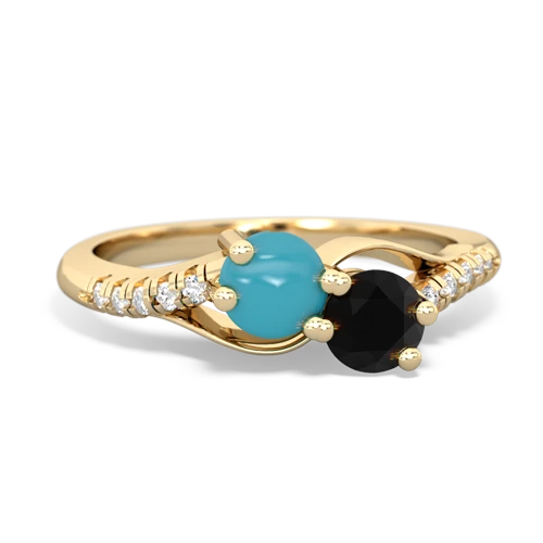turquoise-onyx two stone infinity ring